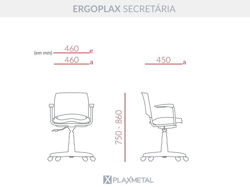 Cadeira Secretária Ergoplax Plaxmetal 